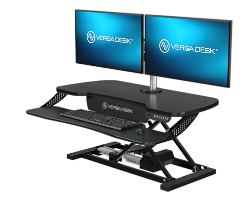 VERSADESK® PowerPro™ Elite 36” - Electric Adjustable Desk Converter with Programmable Controller and USB Hub. Mobile App Controllable. Removable Keyboard Tray - Powerful Riser Lifts 80 lbs – Black