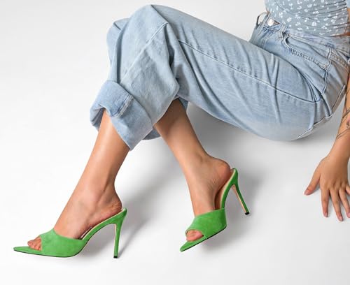 Image of TNYNFBEB Womens Stiletto High Heel Pointed Open Toe Sandals Mules Shoes Slingback Slip-on Prom Party Dress Summer 3.9 Inches Heels