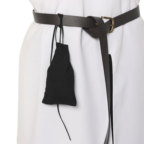 Pochette médiévale viking noire BLESSUME avec cordon de serrage pour costume de la Renaissance