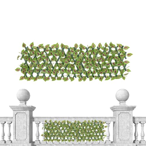 Decoración extensible y flexible expandible: hiedra sintética, pared elástica individual para zonas de terraza, frondas realistas con marcos de celosía, adornos, paneles de privacidad para porches