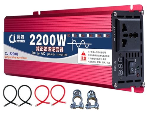 Lbxlhr Upgraded high Power 6000W 8000W 10000W 12000W 16000W Pure Sine Wave Power Inverter 12V 24V 48V DC to 110V 220V AC Converter with LED Display for Car/RV Home Solar System(2200W,12Vto220V)