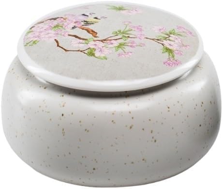 SONGCHAO Sugar Jar Ceramic Tea Cans Pattern Flat Cans Sealed Candy Nuts Coffee Beans Herbs Storage Tank Bottles Desktop with Covers Tea Canister (Color : B)