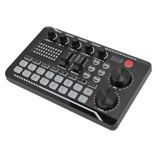 Sound Mixer Card, Live Sound Card, Colorful Lighting, Two Channels, Intelligent Noise Reduction for PC