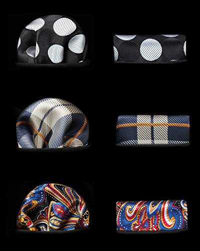Image of HISDERN Mens Ties and Pocket Square Set Business Elegant Ties for Men Classic Lot 3 Pcs Wedding Party Neckties & Handkerchief