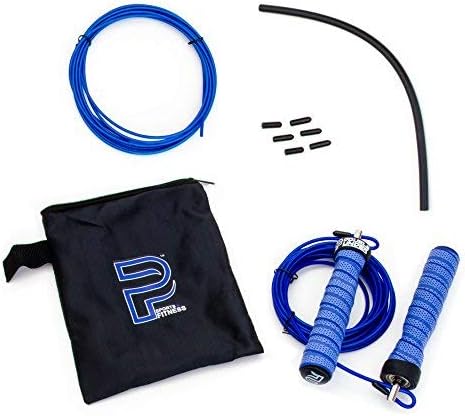 Jump Rope Workout System for Double Unders, 2 Cable Weights for Heavy and Light Skipping, Speed Grip for WOD, HIIT Workouts, MMA or Boxing, 10 Foot Adjustable for Men and Women