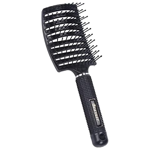 Beayuer Hair Detangling Brush Hair Comb, Professional Curved Vent Styling Faster Blow Drying, Paddle Detangler Hair Brushes Soft Bristles Glide Through Tangles with Ease for Wet and Dry Hair (Black) Cover