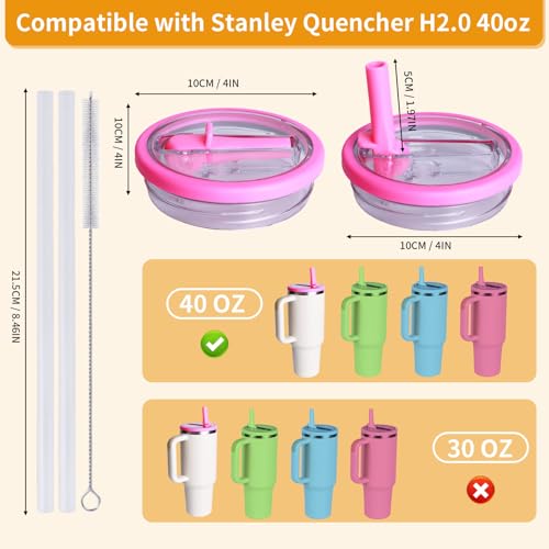 Image of 2 Pack Stanley Lid Replacement 40 oz, Leak Proof Lid for Stanley Quencher H2.0, Leakproof Spill Proof Flip Straw Tumbler Lids for Stanley Cup Accessories, BPA Free No Spill Lid