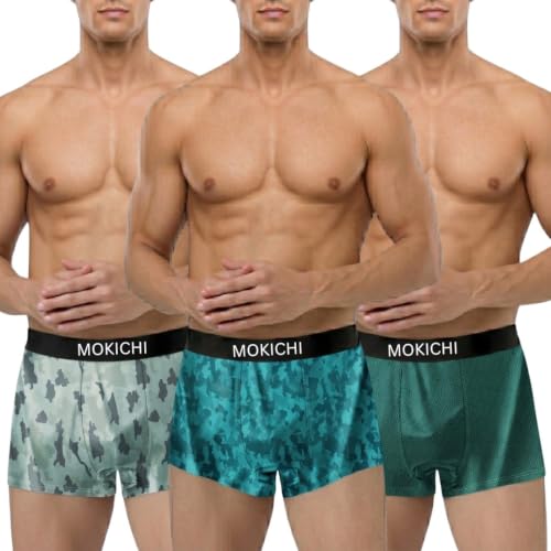 Image of Men's Microfiber Printed Boxer Briefs for Men | Ultra Soft Breathable Stretch Trunks | Moisture Wicking Comfort Fit Innerwear | Elastic Waistband | Assorted Prints | Pack of 3