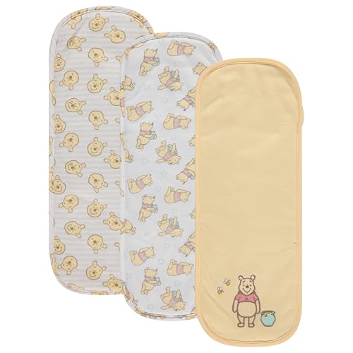 Image of Disney Baby Burp Cloths 3 Pack – 100% Cotton – Mickey Mouse, Minnie Mouse, Winnie The Pooh, Dumbo – Soft & Absorbent Newborn Essentials for Boys & Girls