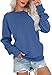 VIGVAN Damen Sweatshirt Pullover Elegant Basic Langarmshirt Rundhals Baumwolle Pulli Herbst Winter Casual Oberteile Langarm Tops (Blau, L)