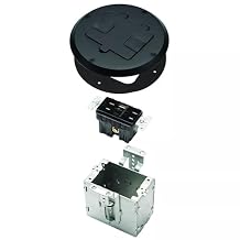 RACO Floor Box Kit 6239ACBK Black 15A/125V Duplex Receptacle Outlet with USB Ports, Single Gang Electrical Box for Wood Sub-Floor with 3.1A/5V Type A and C USB Outlet Receptacles for Home Improvement
