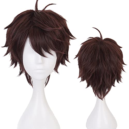 maysuwell Dark Brown Wig for Cosplay Costume Men Short Anime Natural Soft Party Hair Wigs