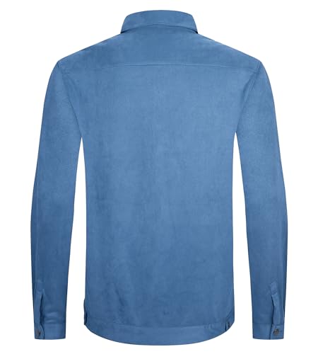 Alex Vando Mens Suede Shirt Jackets Long Sleeve Two Pockets Snap Casual Button Down Shirts
