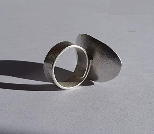 Bague argent brossé 925 réglable du 47 au 62 anneau large - 2