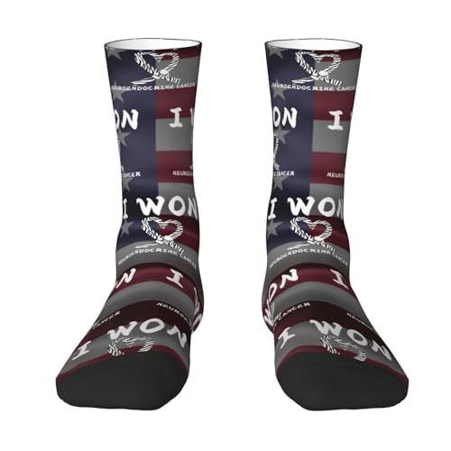 Neuroendocrine Cancer Awareness Zebra Ribbon I Won Survivor Support Adult Polyester Crew Socks Breathable Moisture-Wicking Athletic Running Gym5