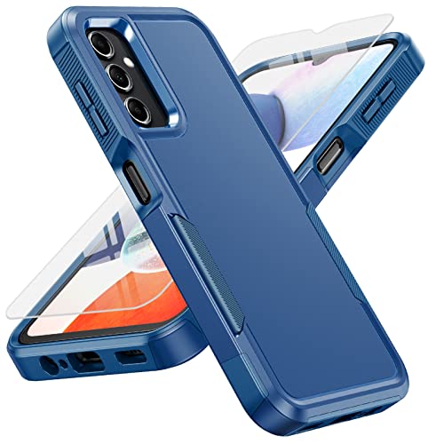 FNTCASE for Samsung Galaxy A14 5G Case: Dual Layer Protective Heavy Duty Cell Phone Cover Shockproof Rugged with Non Slip Textured - Military Protection Bumper Tough - 2023, 6.6inch (Navy Blue)