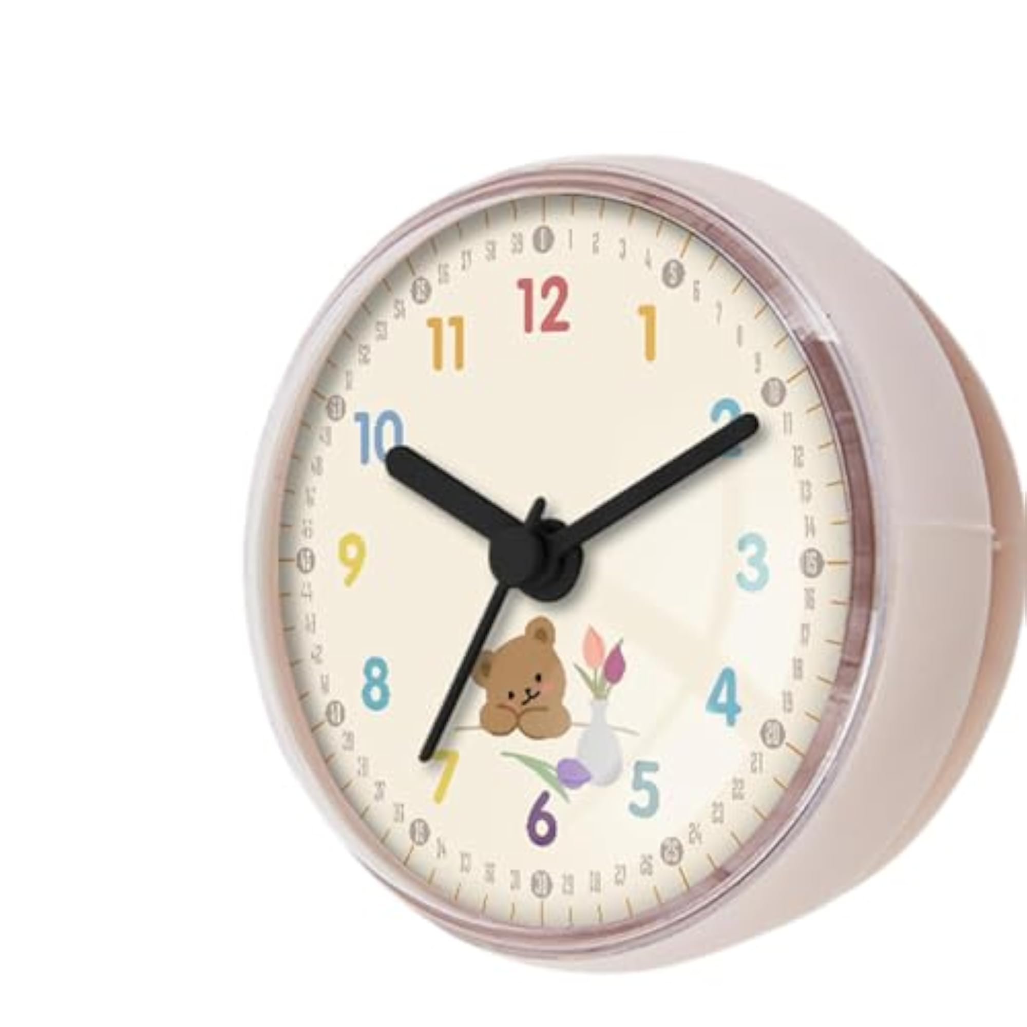Compact Modern Shower Clock with Suction Cup, White