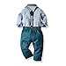 Joycebaby Toddler Boys Long Sleeve Gentleman Bowtie Overalls Outfit Suits Set(90/18-24M, Teal)