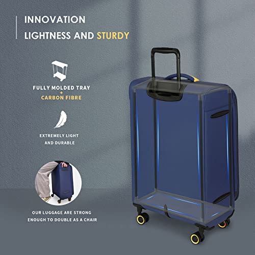 Verage 3-Piece Set Ultralight Luggage Sets Softside Expandable Suitcase with Spinner Wheel Navy (20/24/29)3
