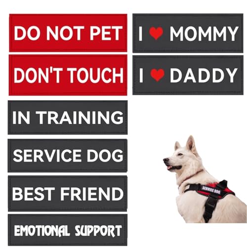 Walitefu Service Dog Patch 8 Pcs, Do Not Pet, Best Friend, in Training, Emotional Support Patch, (Medium-1.18 x 4.33)
