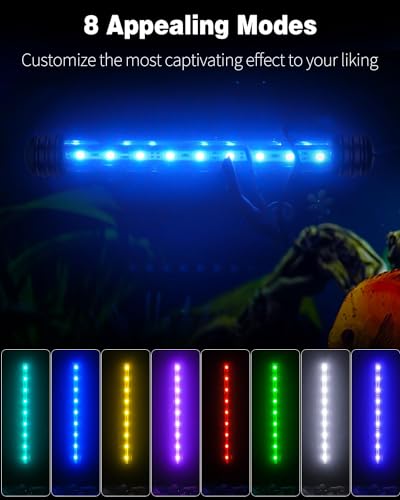 Image of Pawfly 1.8 W Aquarium LED Light 7.5 Inch Underwater Fish Tank Light with Timer Auto On /Off Fish Tank Background Lights with 8 Lighting Modes Submersible Multi-Colored Tube Lights for Decoration