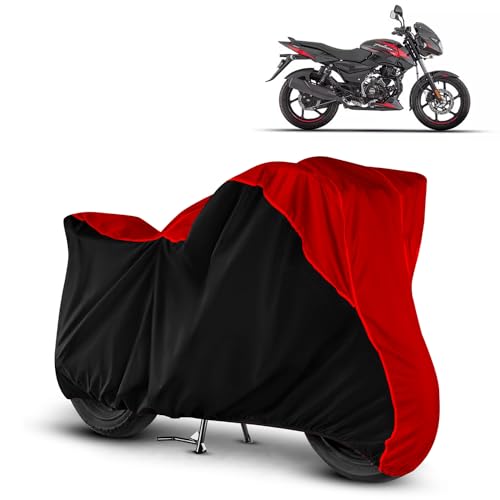 Image of Water Resistant Bike Cover Dustproof UV Protection Bike Body Cover for Bajaj Pulsar 150 All-Weather Protection with Red Piping - (Red & Black Design)