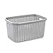 Acan Tradineur - Cesta Colada de plástico con Asas 53 x 26 x 36 cm, Modelo Rattan, 35 litros, cesto para Prendas Ropa, lavandería, hogar, Plata