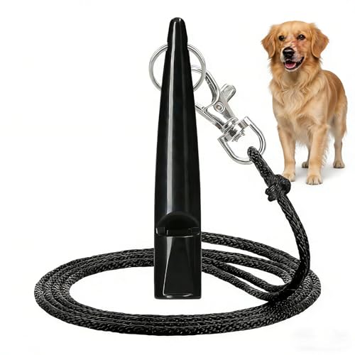 TRUMIZON Dog Whistle 211.5 with Lanyard 1 Pc Dog Whistles for Recall Black Portable Dog Training Whistle with Safety Cord