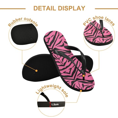 Zebra Stripes Pink Black Flip Flop Beach Summer Casual Sandal for Women & Men Shower Shoes 208620252