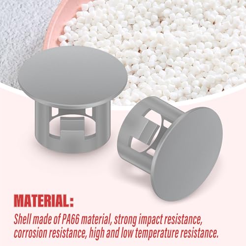 Image of 100PCS 5 /16 inch Grey Plastic Plugs Hole, Round PA66 Plug Furniture Hole Decorative Cover