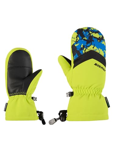 Ziener LETTERO-Z Guantes de esquí para niños, Impermeables, Transpirables, Color Verde Lima 7,5