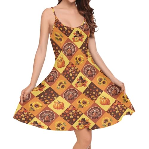Image of Women's Spaghetti Strap Dress Summer Casual Swing Sundress Girls Beachwear Swing Mini Dress
