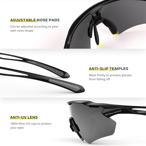 Image of Cycling Glasses, TR90 Unbreakable Frame Polarized Anti-UV400 Sports Sunglasses