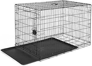 Amazon Basics Foldable Metal Wire Dog Crate with Tray, Double Door, 76.2 cm