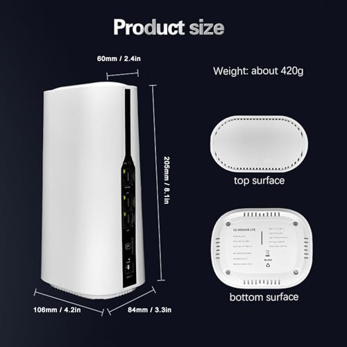 Image of 5G CPE Router with SIM Card Slot, 1800Mbps High Speed 2.4G /5.8G Cordless Router CPE Router Modem Dual Band SA NSA for Smarthome Office Indoor, Support 64 Users (US Plug)