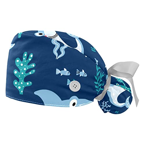 Chapeaux bouffants ajustables JDEZ avec motifs corail et baleine mignons