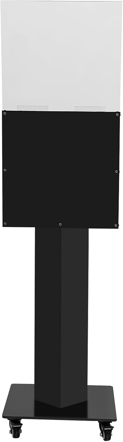 Suggestion Box with Stand, 14" X 14" Acrylic Offering Box with Lock & Key, Wheels, Locking Ballot Collection Safe Boxes with Sign Holder for Voting Contest Charity Donation (Black)