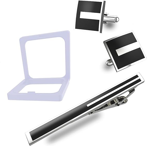 PlexarisCufflinks Set For Men, Tie Pin & Cufflinks For Men Formal, Mens Accessories Stylish Tie Set Cuff Links For Men With Box, Fathers Day Birthday Christmas Gift Tie Suit Accessories Clip For Men