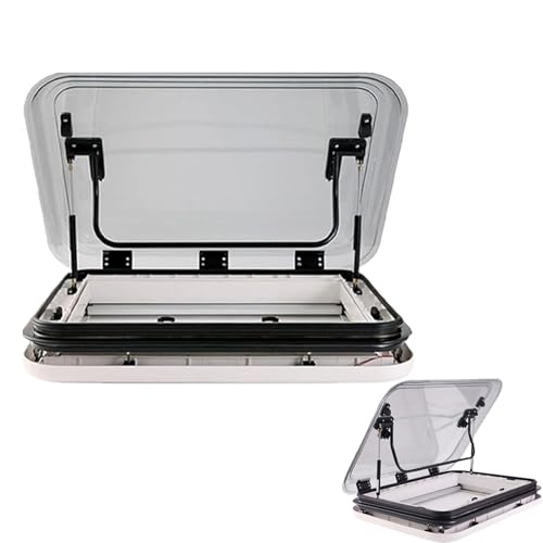 YCNLYSSR 500/700/800 X500 Mm Rv Roof Maintenance Kits,Caravan Roof Window Hatch with LED Light,With Nets&sunshade, Compatible with Rv Camper Food Truck. 500 * 500mm