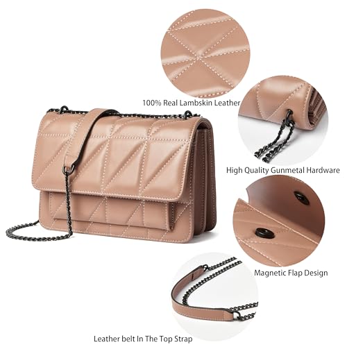 DORIS&JACKY Quilted Shoulder Bag For Women Soft Designer Crossbody Flap Purse With Chain Strap3