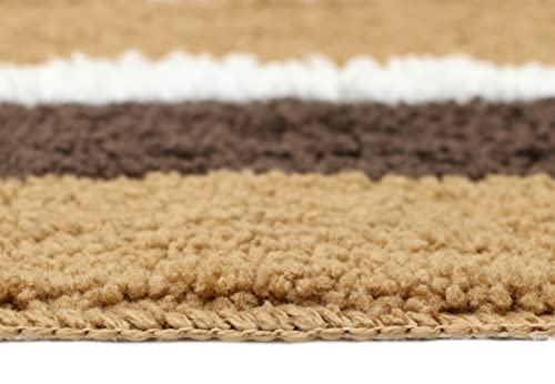 Image of THE HOME TALK Modern Polyester Area Rugs | Carpets for Living Room, Kitchen, Kid's Room, Bedroom | Microfiber Polyester Rugs | Shaggy Floor Carpet | Anti Skid Store (Camel Stripes, 50 x 150 cm)