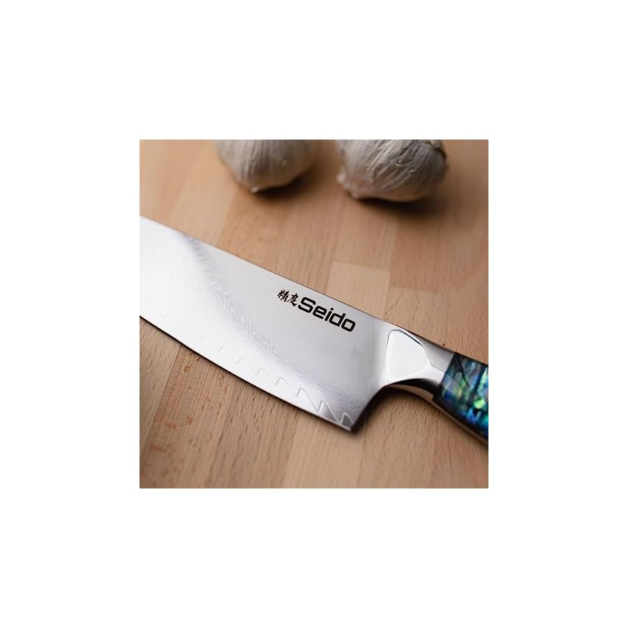 Seido-Knives-Awabi-Gyuto-Chef-Knife-67-layers-of-Damascus-Steel-with-a-VG-10-Super-Steel-Core-with-Abalone-Shell-Resin-Handle Seido Knives Awabi Gyuto Chef Knife 67 layers of Damascus Steel with a VG-10 Super Steel Core with Abalone Shell Resin Handle
