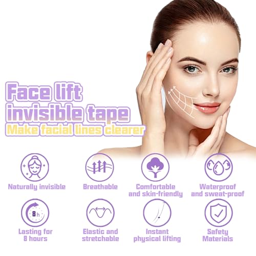 HAIOLORPRO 240 Stück Face Lifting Tape, Face Tape Lifting Gesicht, Facelifting Aufklebers Anti Falten Pflaster für Makeup, Doppelkinn, V-line, Fältchen, Schlaffe Haut, Schlupflider