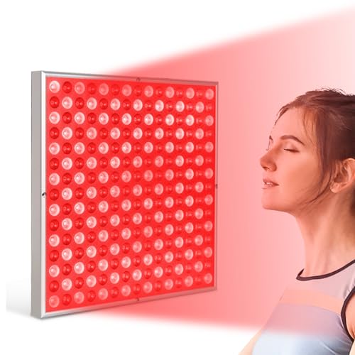 SAVILER Red Light Therapy Lamp, LED Panel Deep 660nm and Near Infrared 850nm Light Combo, Red Light Therapy Device for Body and Face, Skin Beauty, Pain Relief of Muscles and Joints, Silver(Square)