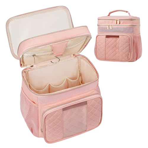 WOOMADA Toiletry Bag with Hanging Hook, Large Hanging Toiletry Bag for Women, Portable Shower Caddy for Travel, Breach, Gym, Camping(Pink) by WOOMADA - Used condition - US$15.50