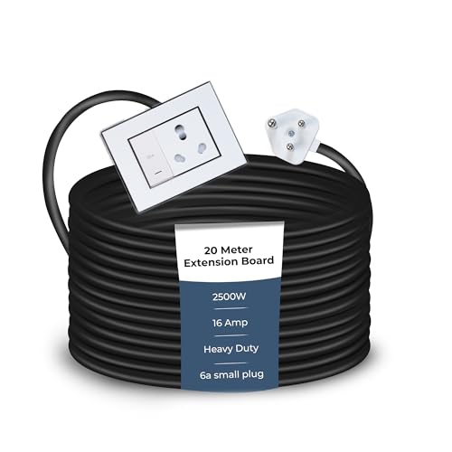 Image of Extension Board Heavy Duty Multi Socket 15A /16A /20 (2500 Watts 6A Small Plug and Two 16A Socket and Two 20A Switch, 20 Meter)