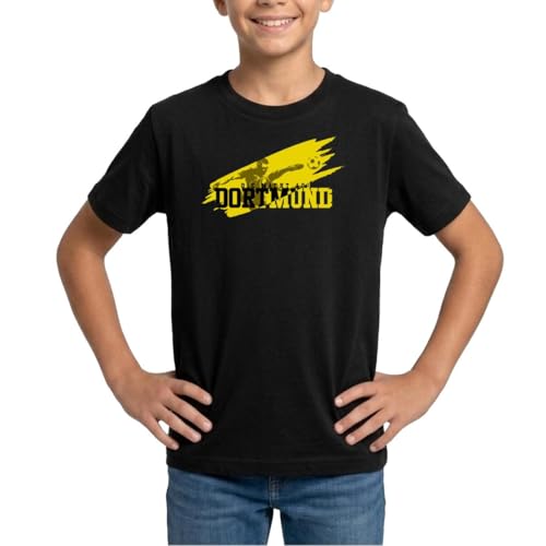 Spreadshirt Die Macht Aus Dortmund Fußball Fan T-Shirt Für Kinder Jungen Und Mädchen, 122/128 (7-8 Jahre), Schwarz
