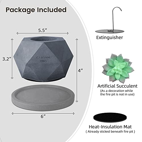 Tabletop Fire Pit Indoor Outdoor Fire Pit Small Rubbing Alcohol Fireplace, Ethanol Fire Pit Mini Fire Pit For S’mores, Table Top Fire Pit Bowl Concrete Fireplace With 6’’ Light Gray Base #TOP5