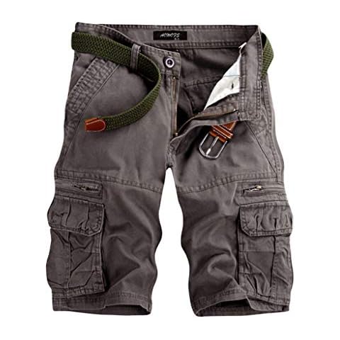 Men's Grey Cargo Shorts with Drawstring Cover