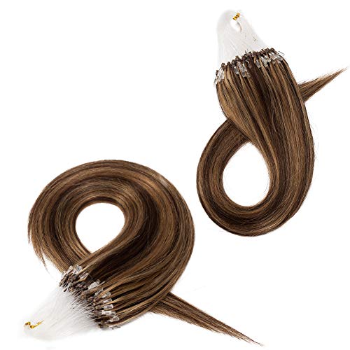 18 INCH #4&27 Highlighted BROWN BLONDE Micro Loop Human Hair Extensions
